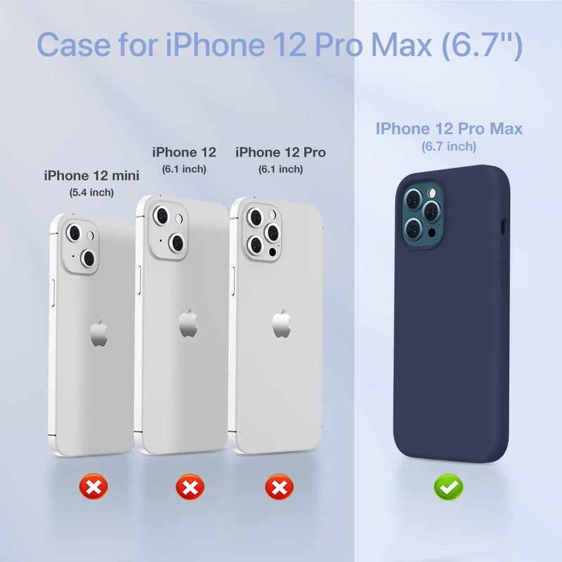 Miracase Compatible with iPhone 12 Pro Max Case, [Soft Anti-Scratch Microfiber Lining], Liquid Silicone Case Gel Rubber Shockproof Drop Protection Phone Case for 12 Pro Max, Navy Blue - Image 2